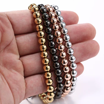 

Mcllroy 6MM Round Beads Wrap Titanium Steel Bead Bracelets Famous Brand Bijoux Beaded Elastic Handwork Round Rope Bracelets
