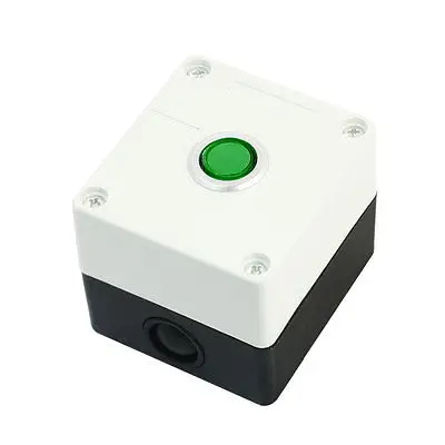 

24V Green Light SPDT 1 NO 1 NC 5 Pin Momentary Push Button Station Box