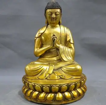 

9" China Buddhism temple bronze Gilt Rulai Sakyamuni Tathagata Big Buddha statue