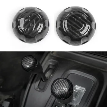 

Durable And Practical For Jeep Wrangler JK Carbon Fiber Gear Shift Knob Cover Trim Decor 2pc 2011-2017