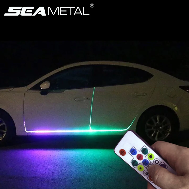 

Car LED 12V Lights Door Light Universal Flexible Strip Waterproof Light Automobiles Door Welcome Lamp Remote control Accessories