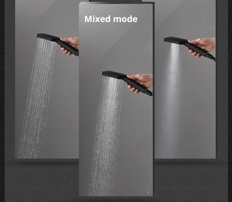 Black Button Shower Set Thermostatic Shower Set In-Wall Brass Touch 6 x 10 inch Faucet Shower System (21)