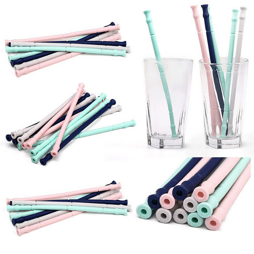 Reusable Folding Silicone Drinking Straw With Cleaner Brush Can Kit Tools Goodis Carrying Case Travel Home Bottle Cup Straws