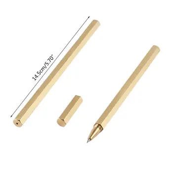 

Hexagon 0.5mm Gel ink Pen Handmade Brass Liquid ink Roller ball Pen Classic DXAC