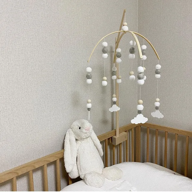 Baby Beech Bed Bell Bracket Suspension Rotating Hanging Bell Newborn Bedside Bell Pendant Baby Bell Pole Room Decoration 4