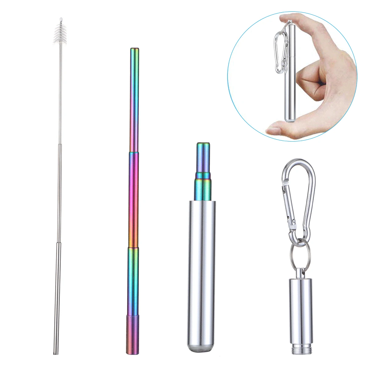 

Stainless Steel Reusable Drinking Straws Straight For Travel Reusable Collapsible Metal Drinking Straw With Case And Brush