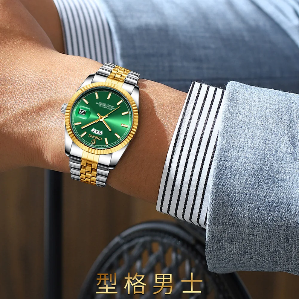

Dawn Brand Night Light Waterproof MEN'S Watch 004B Double Calendar Watch Men Log Table