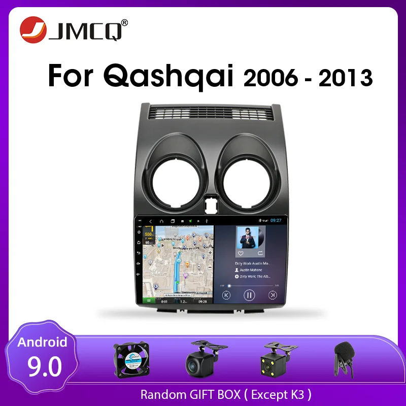 Автомагнитола JMCQ T3L на Android 9 0 для Nissan Qashqai 1 J10 2006-2013 мультимедийный видеоплеер