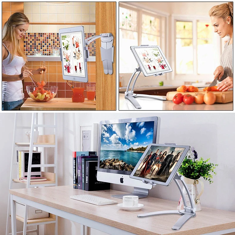 Kitchen Tablet Stand Wall Desk Tablet Mount Stand Fit For 5-7.8 inch Width Metal Bracket Smartphones Holders tablet holder,tablet stand,mobile phone holder