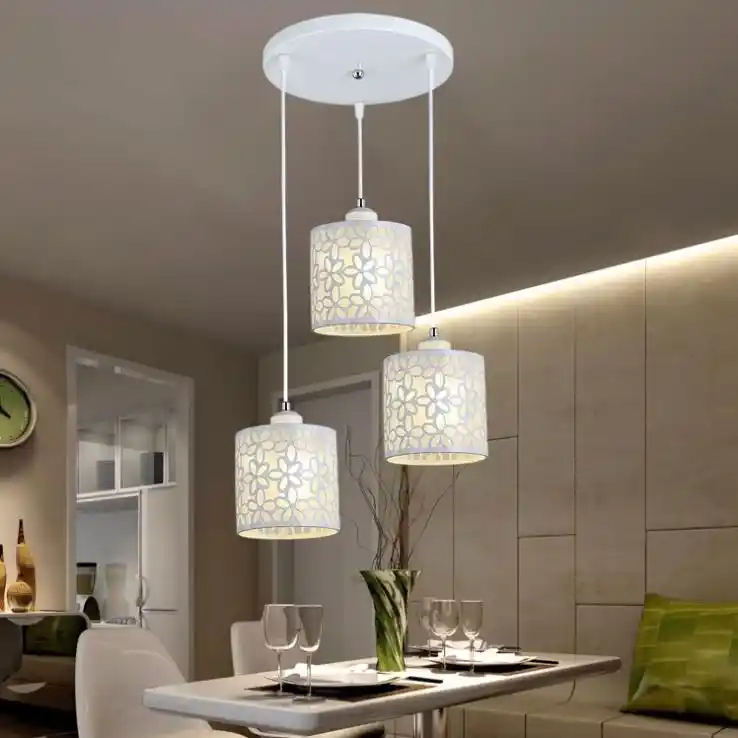 Modern Grey Cylinder Ceiling Pendant Light Shade with Clear Acrylic Jewel Effect Droplets