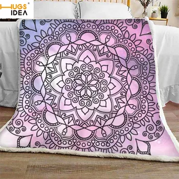 

HUGSIDEA Mandala Boho Throw Blanket for Women's Bohemian Floral Design Warm Bedcover Bedspread for Couch Bed Sofa Travel Camping