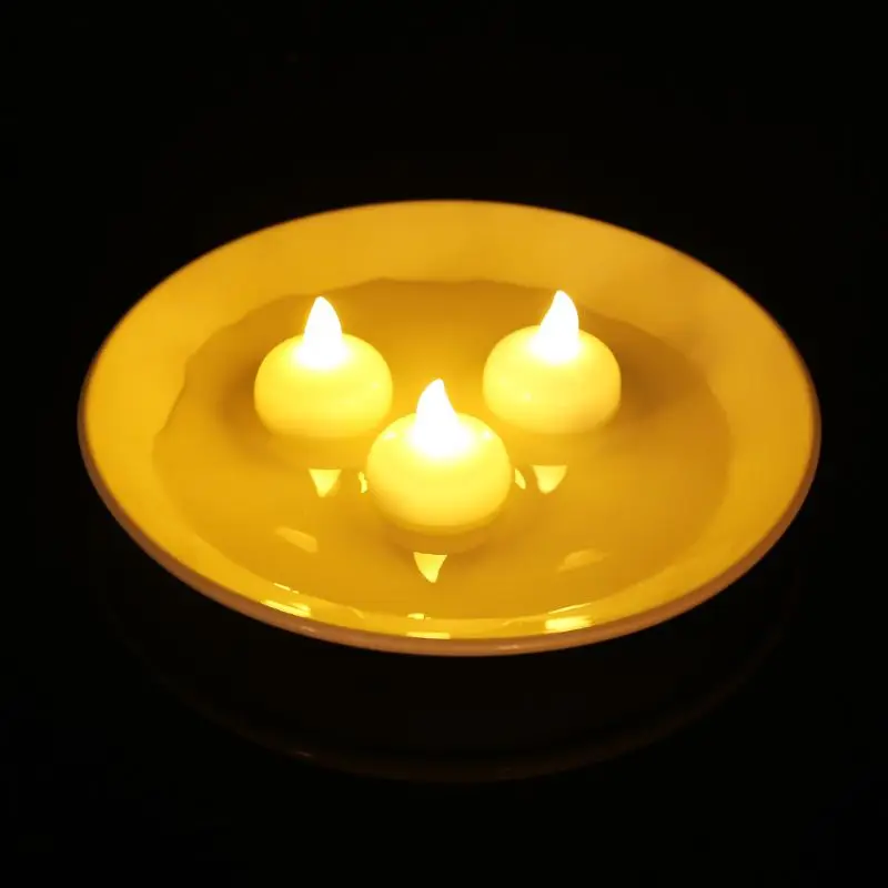 Водонепроницаемый светодиодный светильник для чая с плавающим светом, свечи для свадебной вечеринки, украшения для дома E65B