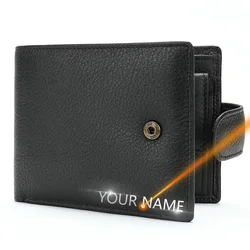 2022 New Men Wallets Leather Name Engraving Hasp Male Purses Long 100% Genuine Leather Vintage High Quality Men Wallet