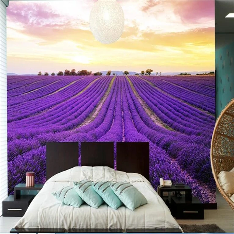 beibehang-Beautiful-purple-lavender-flowers-pastoral-photo-mural-wallpaper-3d-TV-background-wall-wall-papers-home (2) - 副本