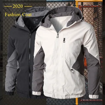 

Men's Stitching Color Jacket Long Sleeve Loose Hoodies Zipper Coat with Pocket Loose Trend Casual Hooded Jacket Men Autumn