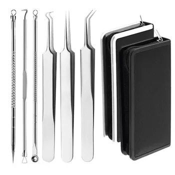 

6pcs Acne Tweezer Comedo Machine Set And Brands Removal Pimple Needle Blackhead Remover Black Head Extractor Comedone Tool