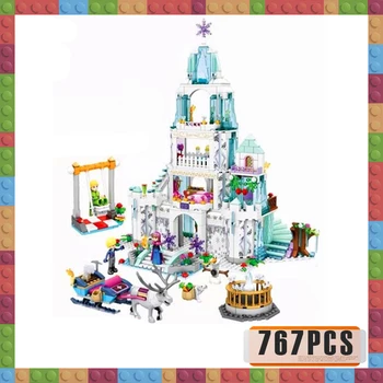 

Girl Series Elsa's Sparkling Ice Castle Magical Ice Castle Model Building Blocks Bricks SY806 DIY Gift Toys for Children