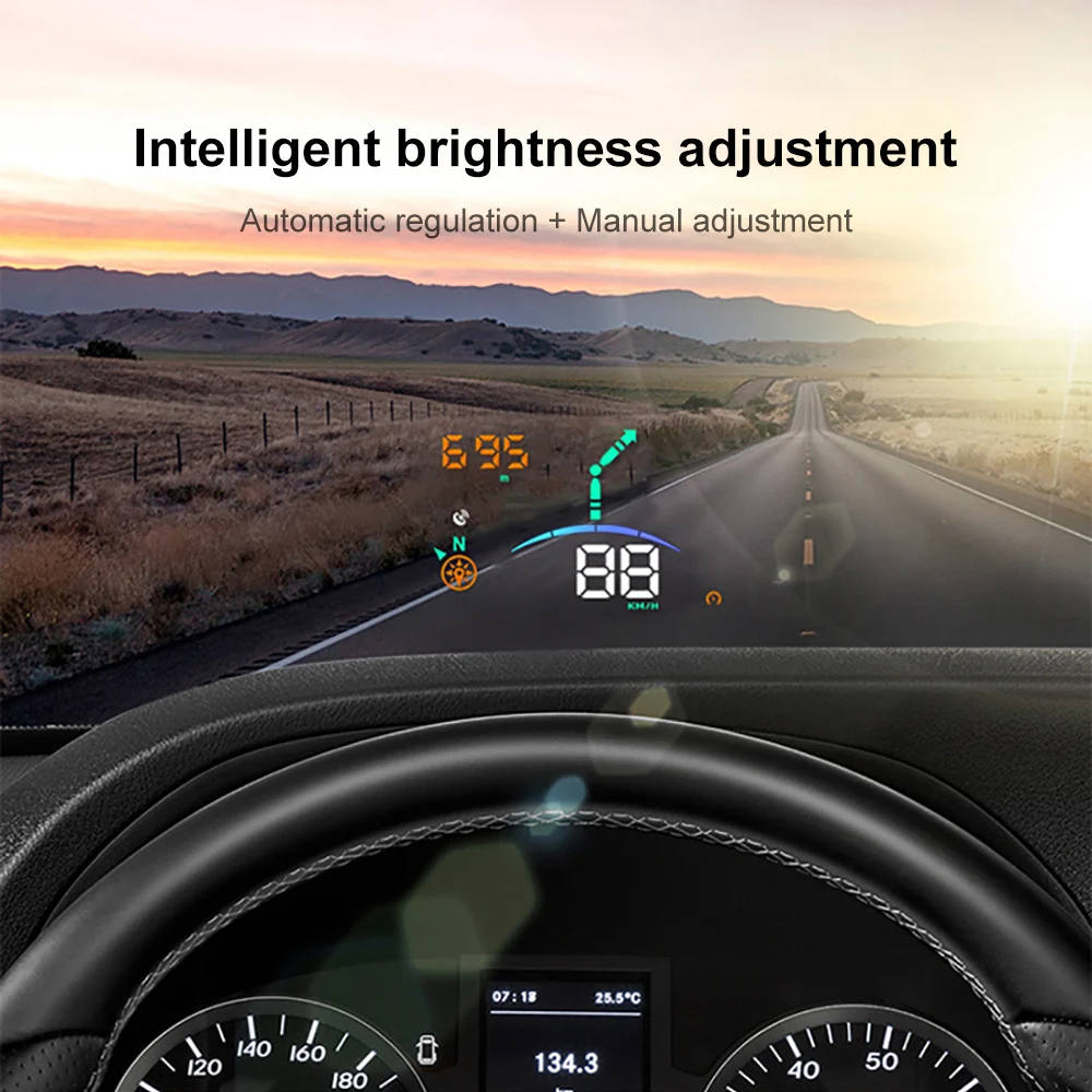 AOSHIKE H8 12V Универсальный 5," навигационный HUD Дисплей gps скорость универсальная скорость компьютерный монитор с зажигалкой для сигарет