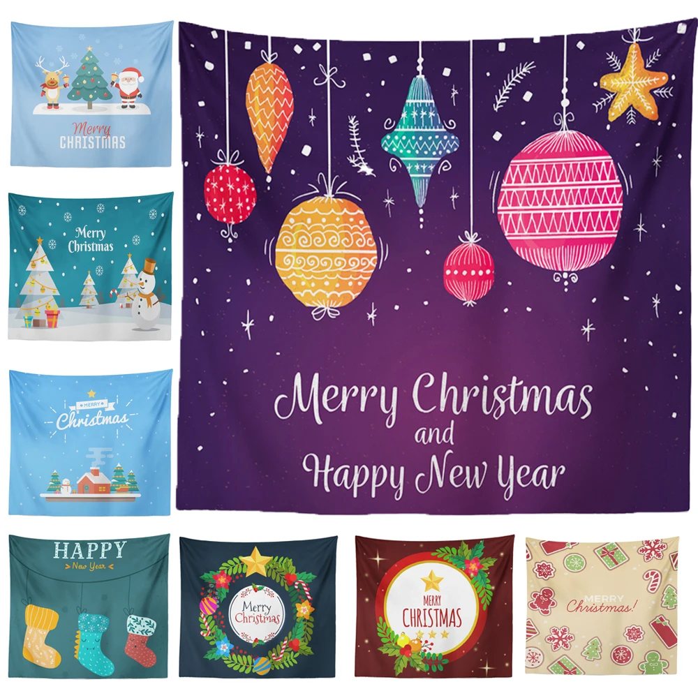 

Merry Christmas Tapestry Tree Elk Santa Claus Bell Tapestry Party Decor Wall Hanging Curtain Home Decoration Accessories