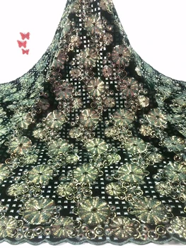 

Latest Design French Velvet Lace Fabric 2019 High Quality Lace African Tulle Lace Sequins Nigerian Lace Fabrics