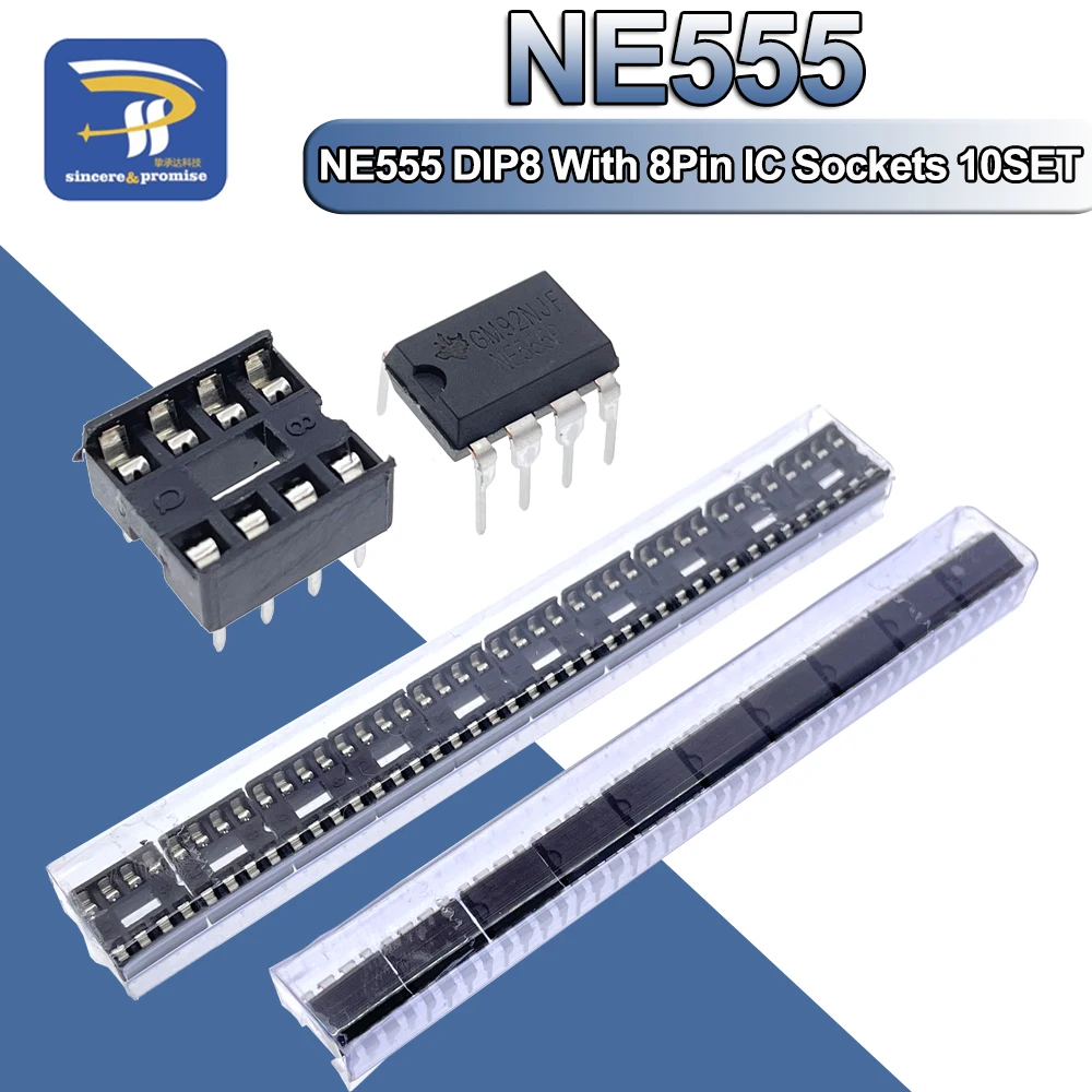 20Pcs , (10 Each) NE555 NE555P IC 555 Timer Programming Oscillator Chip & 8 Pin DIP Sockets