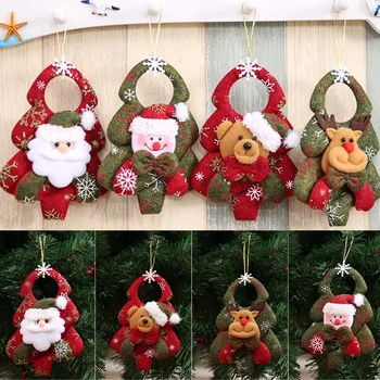 

4 styles/LOT Christmas Decoration Non-woven Santa Elk Snowman Hanging Tree Pendant Deco