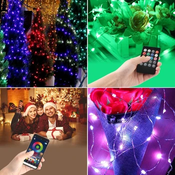 

Smart 10/15/20M USB Changing String Light Bluetooth App Controlled Garland Xmas Bedroom Party Wedding Outdoor Remote Lights