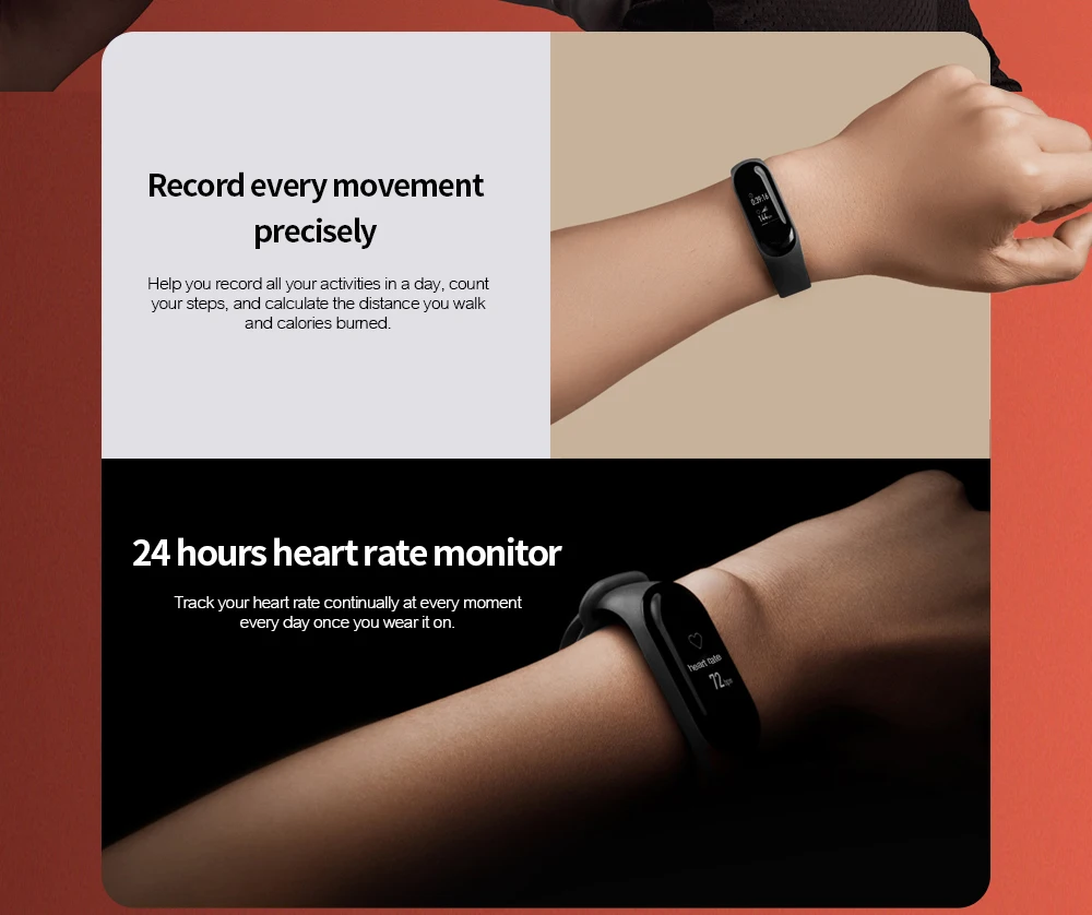 Mi Band 3 умный Браслет Miband3 часы пульсометр фитнес часы 0,78 дюймов OLED дисплей 20 дней в режиме ожидания Brand2 обновление