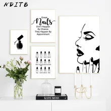 黒、白のファッションガールポスター印刷ネイキャンバス壁アートピクチャー絵画ミニマリスト現代女性の寝室の装飾(China)