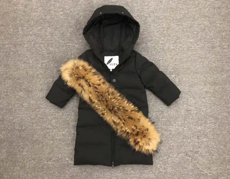 Г. Модная зимняя куртка-пуховик для мальчиков и девочек детский зимний комбинезон, детское пальто теплое длинное пальто с меховым воротником и капюшоном для малышей