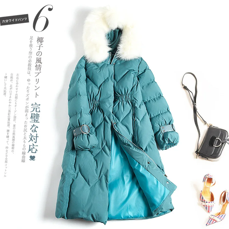 

2019 Winter New Style Mid-length Solid Color with Hooded Large Fur Collar Cotton-padded Clothes Cotton Coat 2465