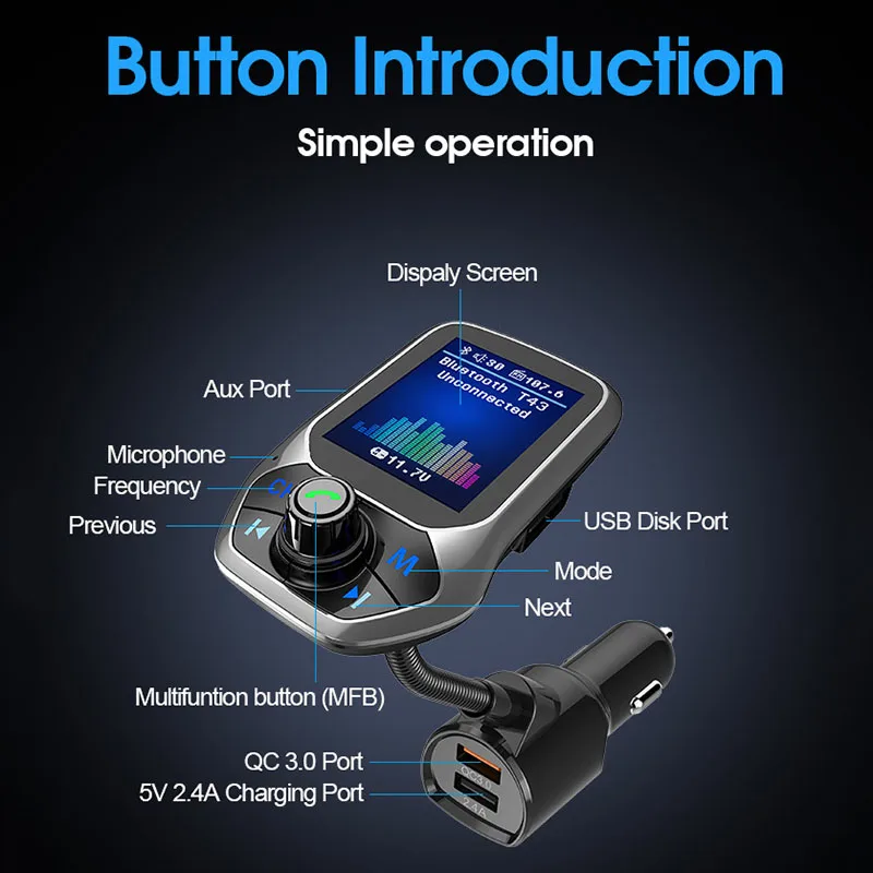 

Car Bluetooth FM Transmitter MP3 Player Hands Free Radio player USB SP99