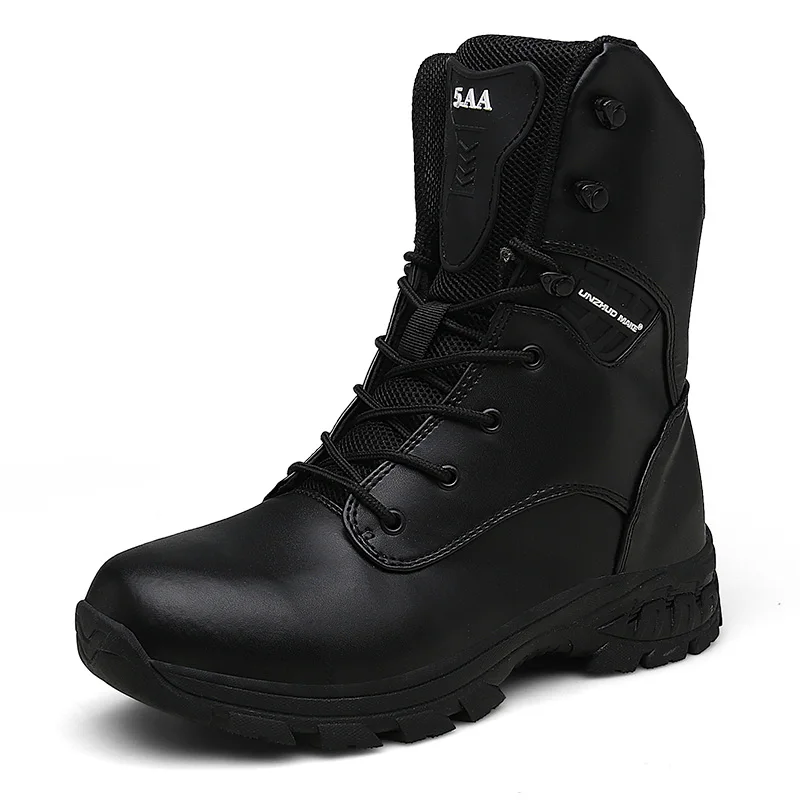 Мужская обувь в стиле милитари; походные ботинки; военные уличные мужские ботинки-дезерты; камуфляжные тактические ботинки; нескользящая обувь; водонепроницаемые мужские ботинки для охоты - Цвет: Q3 black