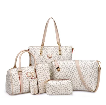 

Fashion Designer PU Leather 6pcs in 1 set Clutch Purses 2019 Ladies Bags Women Handbags For Women Tote Bag