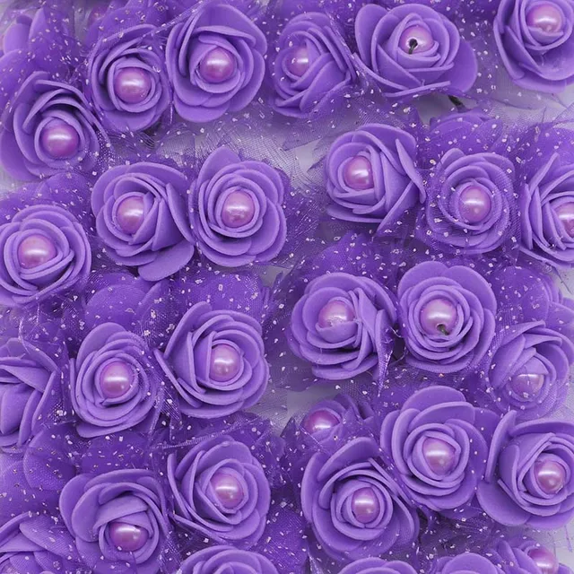 12pcs/lot 3cm Foam Mini Roses Pearl Bead Rose Artificial Flowers DIY Crafts for Wedding Decoration Bouquet Scrapbooking Supplies F10
