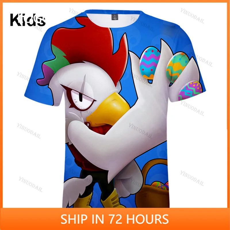 

Sandy Crow Leon star Children's Wear Kids T-shirt Shooting Game 3d Tshirt Teen Clothes Shirt Brawlings Boys Girls Short Tops