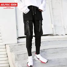 Aelfric Eden, брюки-карго с несколькими карманами, с лентами, Харадзюку,, хип-хоп стиль, повседневные джоггеры, мужские брюки, модная уличная одежда, спортивные штаны