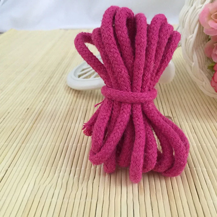 hot pink Meetee 20 м 5 мм тканая хлопковая веревка 16 нитей сплошной шнур для брюк талия крепкая веревка для одежды Сумочка DIY ремесла ручной работы аксессуар - Цвет: hot pink