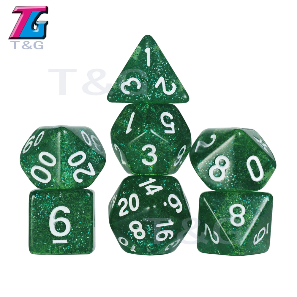 Glitter Power 7pc/lot High Quality Dice Set D4 6 8 10 10% 12 20 Dnd Rpg TRPG Digital for Board Game educational Accessories | Спорт и