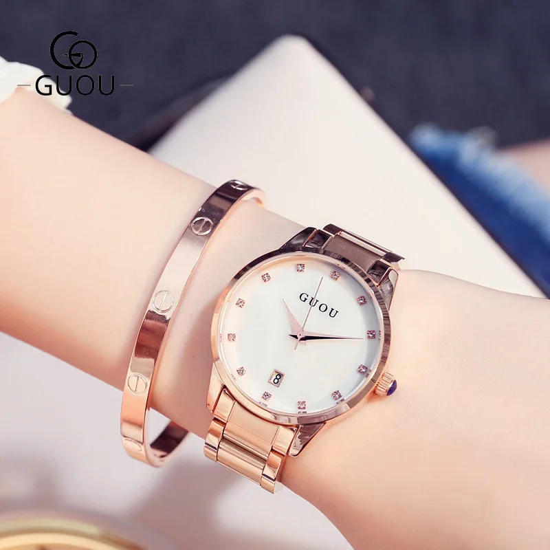 

Ancient Europe guou Trend of Fashion Steel Timepiece Versatile Durable Casual Jane-Style Waterproof Students Couples Gift Quartz