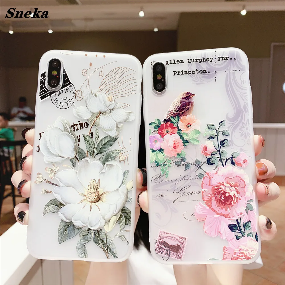

3D Relief Flower Phone Case for Xiaomi mi 10 CC9 Pro CC9E Mix 2s Redmi Note 8 7 8T K30 K20 Ultra Slim Soft Silicone Back Cover