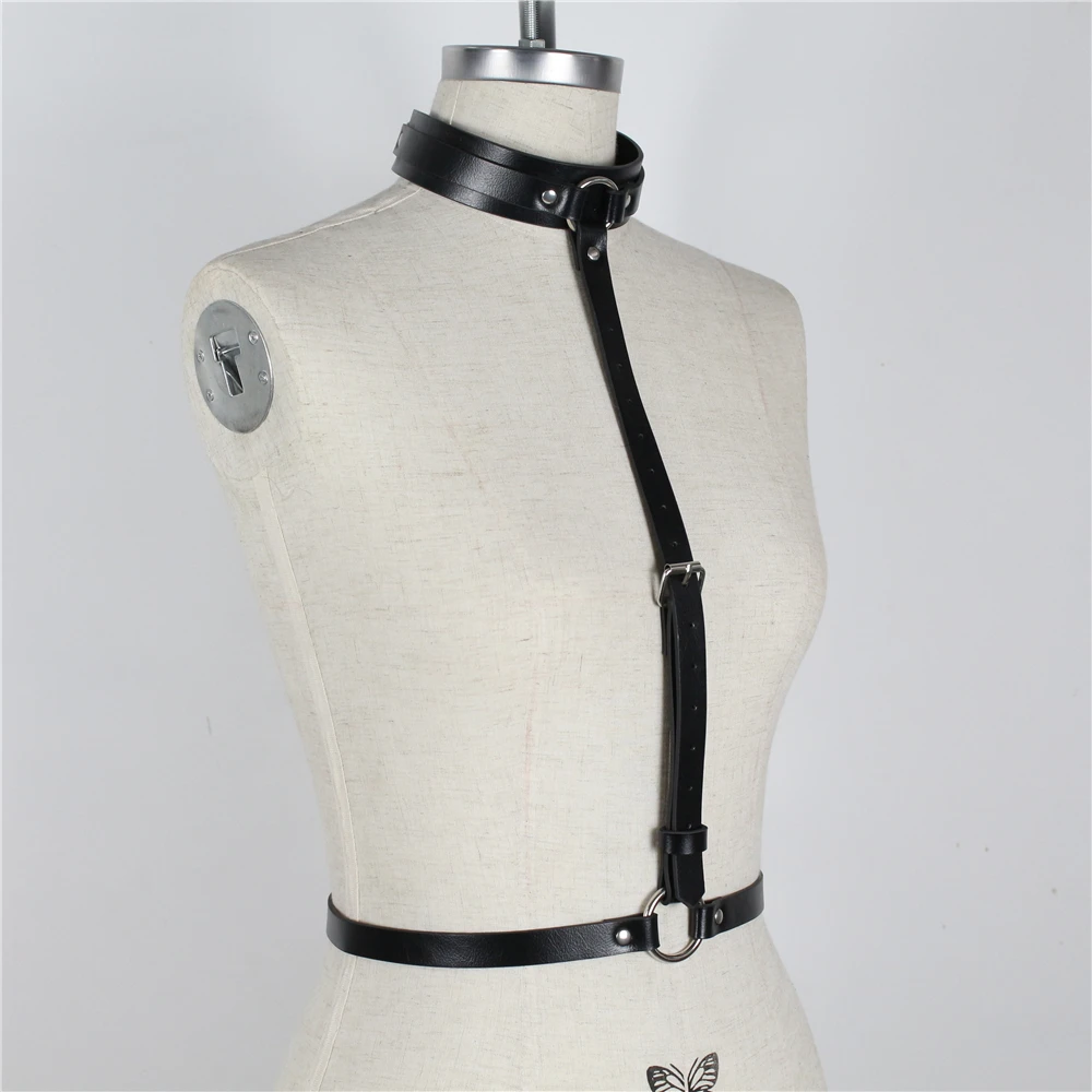 GAMPORL Leather Body Harness Sets Sexy 2pcs Bdsm Bra Harness Body Bondage Cage Garter Belt Suspenders Sexy Stockings Garter Belt