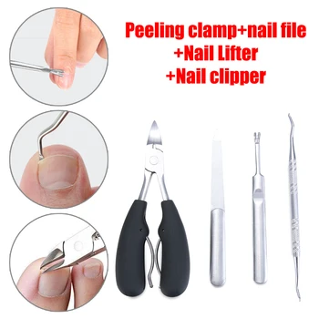 

4Pcs/Set Rubber Handle Nails Stainless Toenail Clippers Nail Cutter For Thick Ingrown Nail Nippers Clipper Manicure Salon Tool