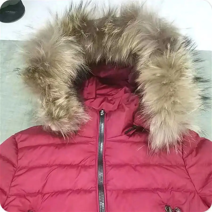 Женская зимняя парка, модный тонкий комбинезон, пальто с капюшоном, натуральный меховой воротник, пальто, теплая зимняя куртка с поясом, зимняя Новинка