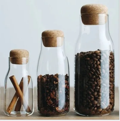 

Japanese Style Sealed Jar Glass Transparent Tea Containers Seasoning Containers Wooden Plug Coffee shou na ping Household Storag