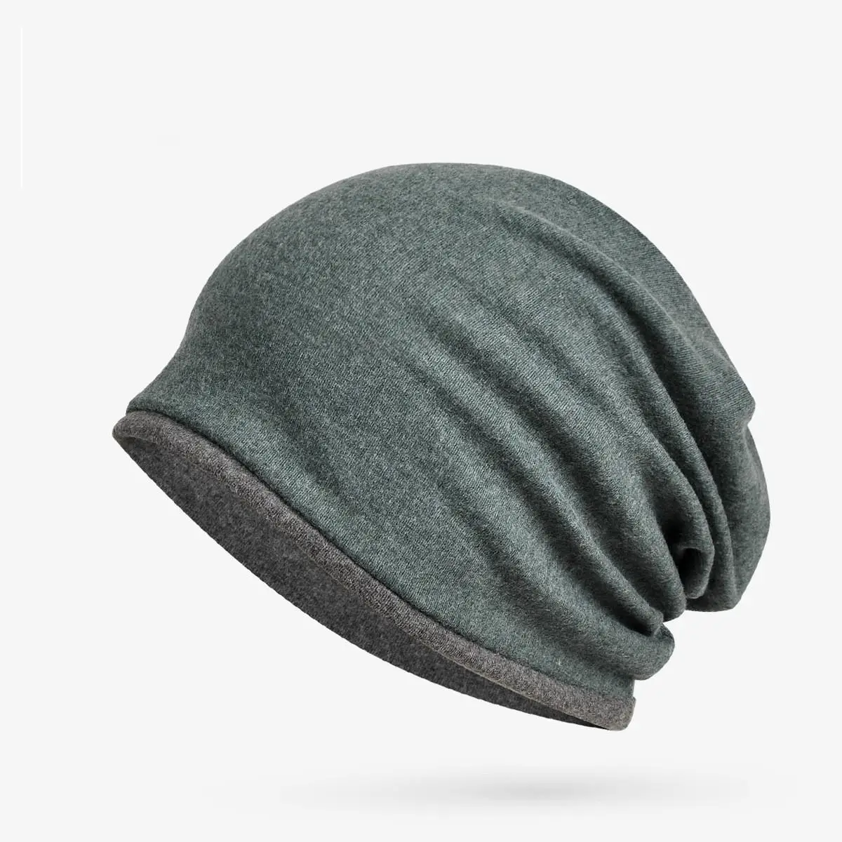 COKK, шапка с ушками, зимние шапки бини для женщин, женские хлопковые шапочки, шапка на весну и зиму, женские шапки Skullies, мужские шапки, черная мешковатая шапка - Цвет: green gray
