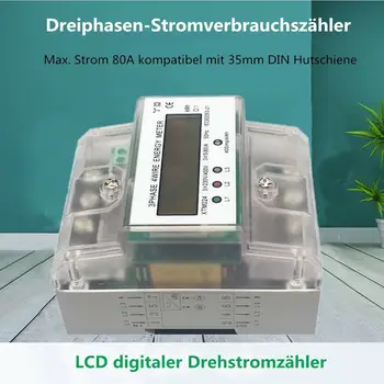 

Dreiphasen Schienen Wattstunden Schienen Energiezähler Three-phase meter 3x230 / 400V 5 (80) A wattmeter DIN rail power meter kW