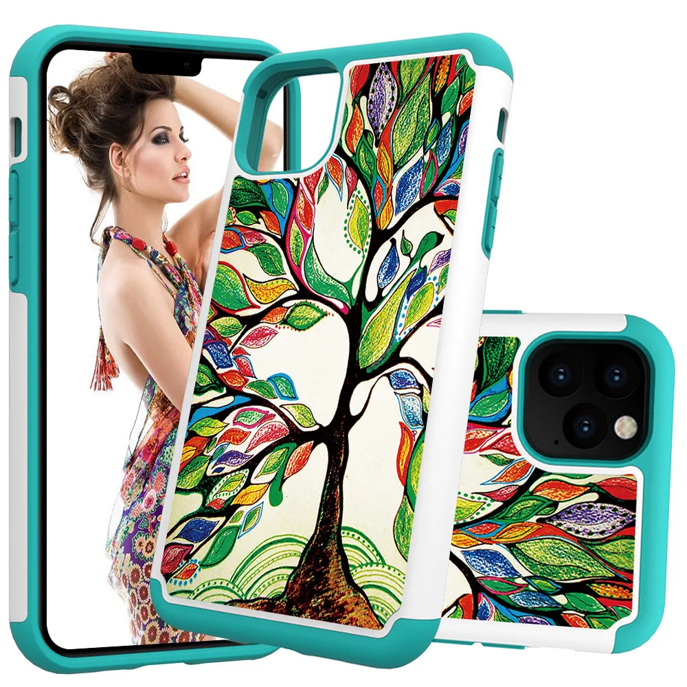 

Lovely Painted Case For iphone 2019 case PC and tpu 2 in 1 Skin armor Anti-knock Phone Cases For iphone 11 X pro 6.5 XS XR cover