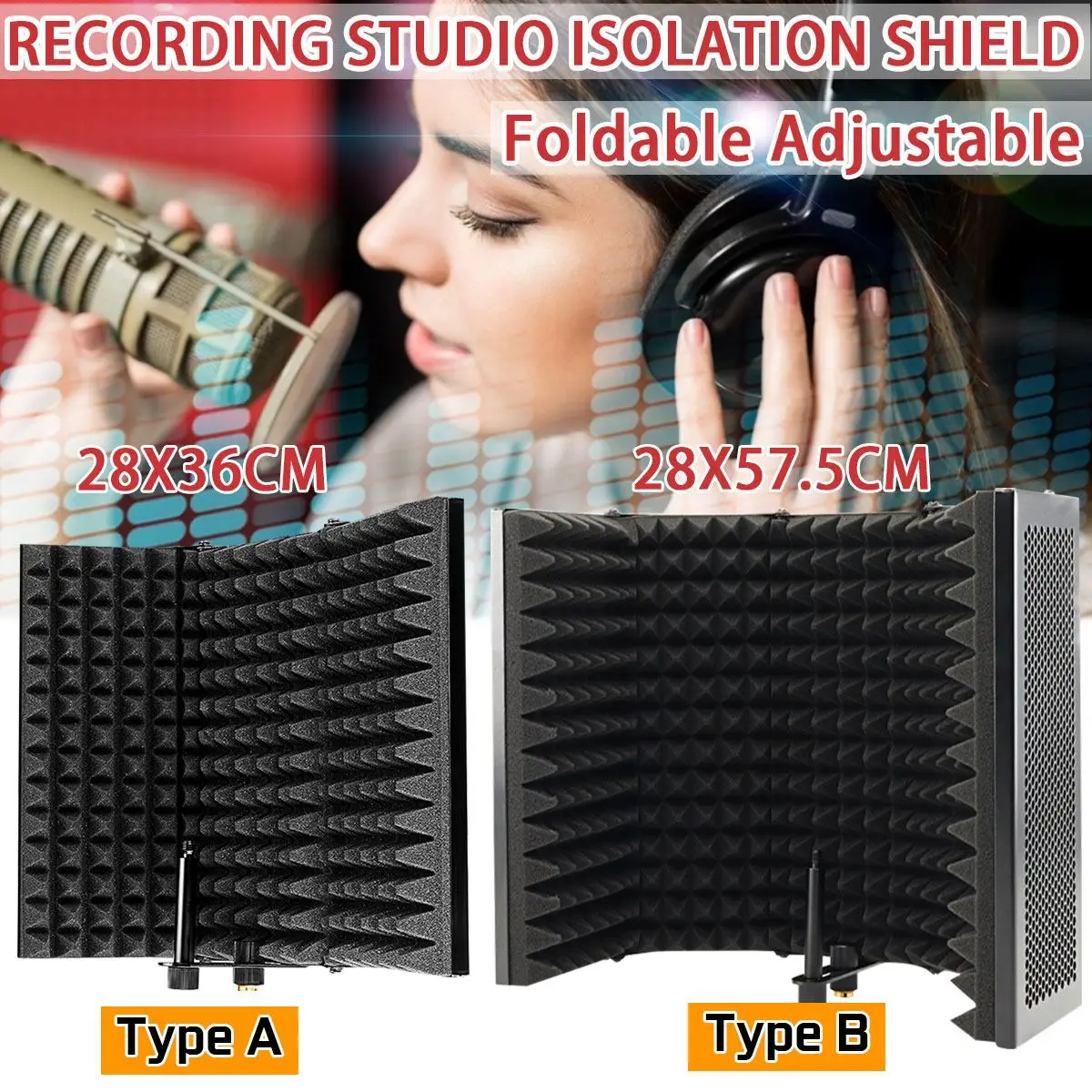 

Foldable Microphone Acoustic Isolation Shield Acoustic Foams Panel Studio for Recording Live Broadcast Microphone Accessories