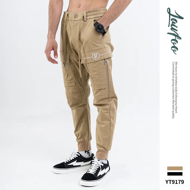 

Lawfoo Origional Autumn And Winter New Products Men'S Wear Bags Embroidered Bib Overall MEN'S Casual Pants Skinny Pants Tro